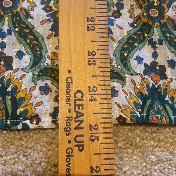 Talbots Floral Lattice Cotton Print Blouse Green Metallic Gold Size LARGE 2023 - Picture 7 of 11